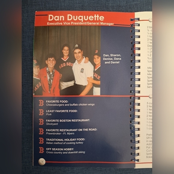 Crowding the Plate Favorite Recipes of the Boston Red Sox spiral cookbook 2001 - Picture 6 of 9